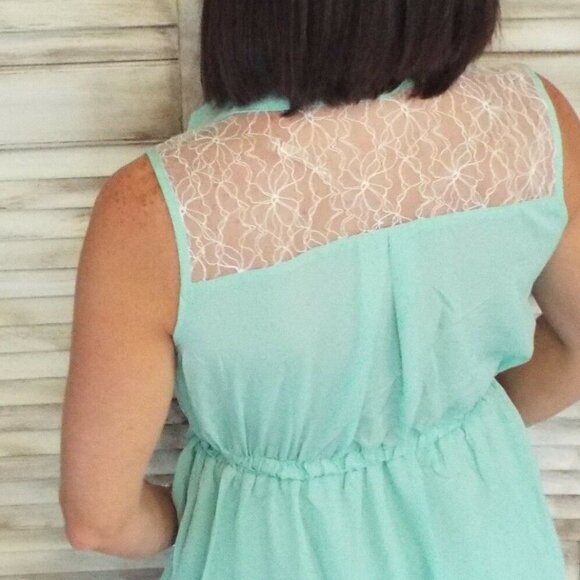 ❤️🔥Collar Button Up Lace Sleeveless Boho Shirt Dress 0317 - Picture 6 of 6